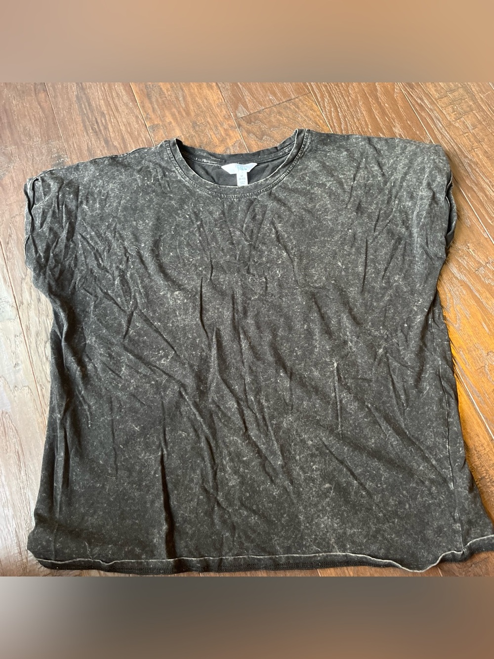 Time and Tru women’s  Mineral Wash Crew Neck Tee - Black